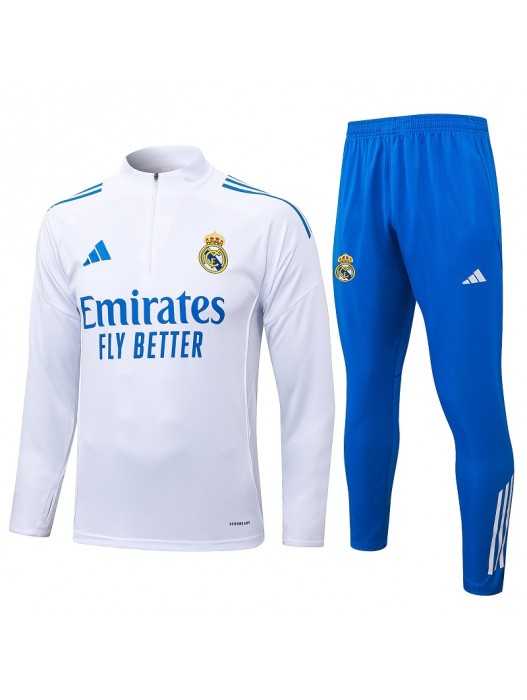 Real Madrid Kids White Blue Tracksuit 2025/2026